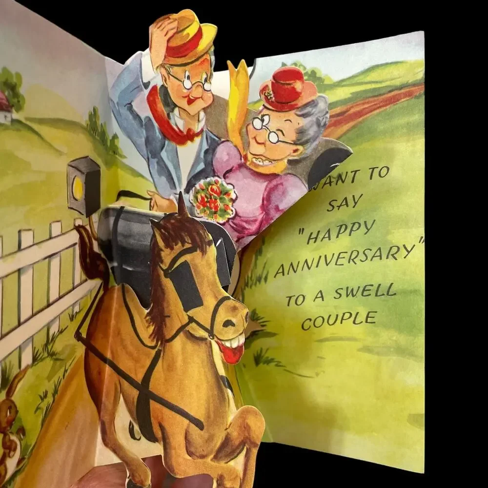 Vintage Pop Up Anniversary Card Unsigned Fun Parade USA Ephemera Greeting READ